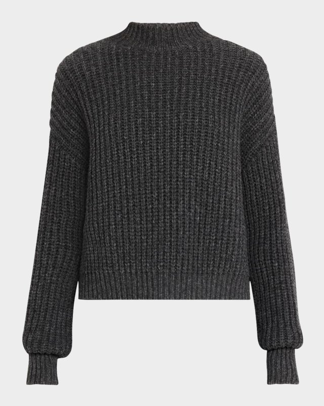 Ribbed Mock-Neck Fisherman Sweat